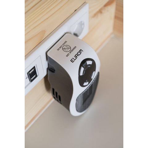 Eurom Plug in heater Radiateur céramique Prise murale 500 watts blanc noir SW486882