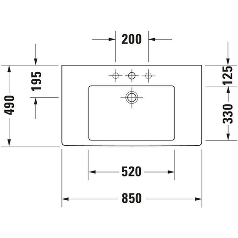 Duravit Vero Meubelwastafel - met kraangat - met overloop - 85x49cm - wit 0291349