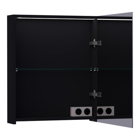 BRAUER Impress Deluxe spiegelkast – 59x70x15 cm – LED-verlichting – rechtsdraaiende – Zwart mat SW371748