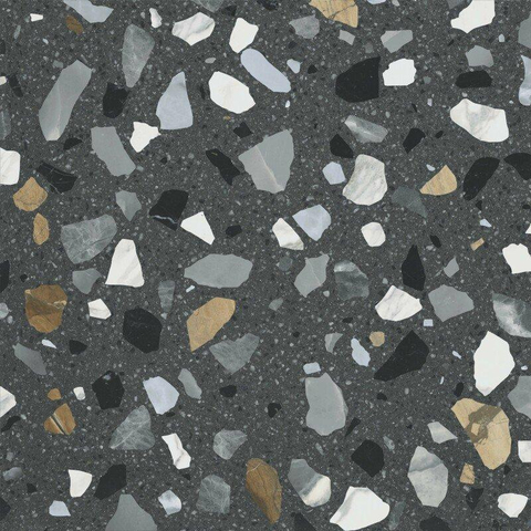 Terravito Hodoro carreau mural et de sol - 59.5x59.5cm - 9.5mm - rectifié - Terrazzo - Noir SW857381