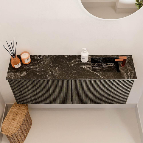 Mondiaz JOYA-DLUX Meuble de salle de bains 100cm - couleur Shadow - Vasque FAYE position Droite 1 trou de robinet couleur Lava. SW1422843