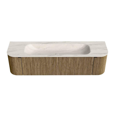 MONDIAZ KURVE-DLUX Meuble de salle de bains 170cm arrondi Gauche + Droite couleur Dusk avec 1 tiroir et 2 portes. Lavabo BIG LARGE Central 2 trous de robinet Meli. SW1431922