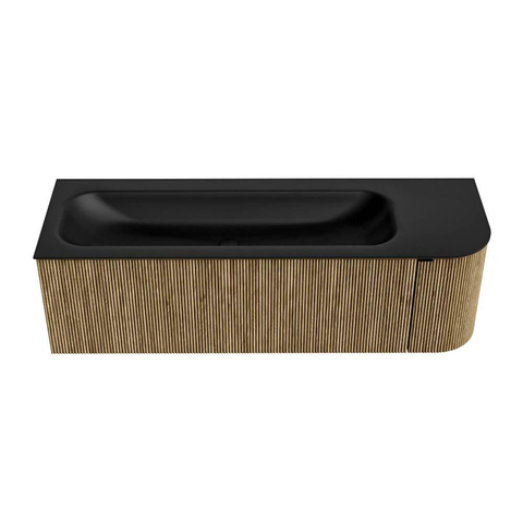 Mondiaz KURVE Badkamermeubelset - 145x46x40cm - 1 lade - 1 deur - wastafel solid surface - links - 1 kraangat - Dusk SW1414827