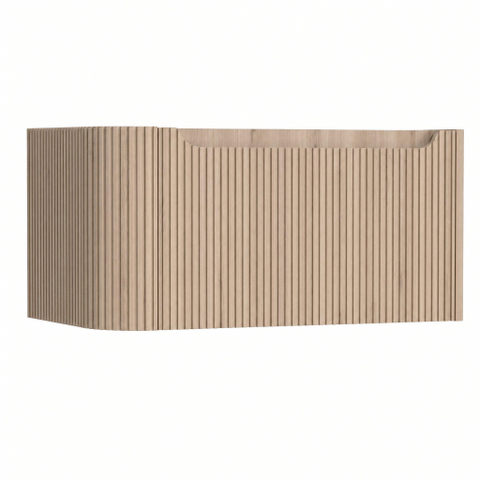 H&R Badmeubelen Juice Wastafelonderkast - 80x45x40cm - linkerhoek afgerond - 3D-front - 1 lade - geïntegreerde greep - rockford oak SW1259650