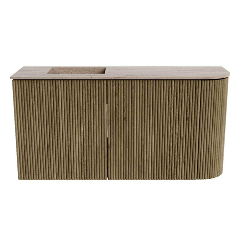 Mondiaz JOYA-DLUX Meuble de salle de bains 81,6cm - arrondi droit couleur Dusk - Vasque FAYE position Gauche 1 trou de robinet couleur Saba. SW1426086