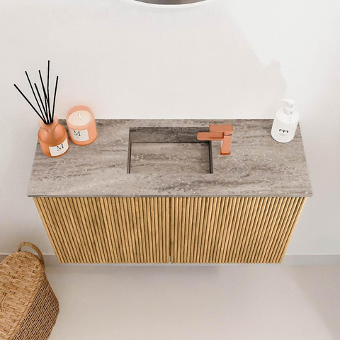 Mondiaz JOYA-DLUX 70cm toiletmeubel - kleur Oak - Wastafel FAYE positie Midden 1 kraangat kleur Oza. SW1424107