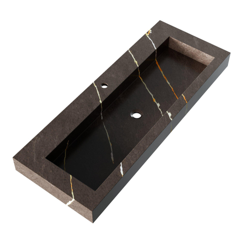 BRAUER Coral wastafel - 120x46x10cm - 1 wasbak - 1 kraangat - composiet - marmerlook - Copper Brown SW957296