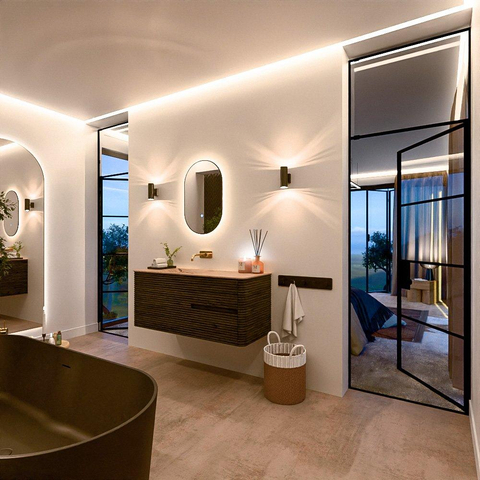 Mondiaz CIRO-DLUX Ensemble de meubles de salle de bains - 120x45x50cm - vasque en solid surface Arena - 1 lavabo à gauche - sans trous de robinet - 2 tiroirs - Shadow SW1532337