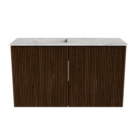 Mondiaz JOYA-DLUX 70cm toiletmeubel - kleur Walnut - Wastafel FAYE positie Links 1 kraangat kleur Glace. SW1422354