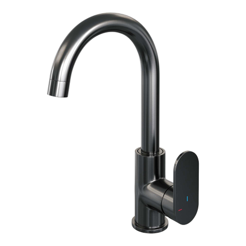 Brauer Gunmetal Edition Ensemble de robinet mélangeur à poser - haut - pivotant - bec rond - modèle C - PVD - gunmetal brossé SW715804