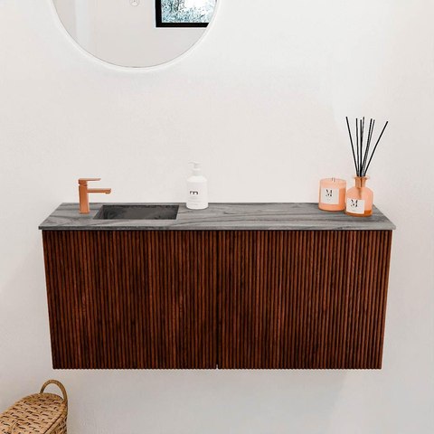 Mondiaz JOYA-DLUX 90cm toiletmeubel - kleur Ruby - Wastafel FAYE positie Links 1 kraangat kleur Sombra. SW1425673