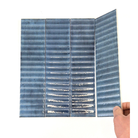 Terravito Sileno Voor wandtegel - 30x7.5cm - 8mm - ribbel - Blauw SW1175398
