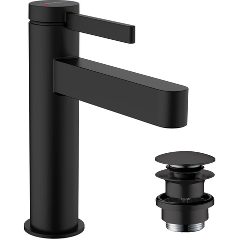 Hansgrohe Finoris 1 greeps wastafelkraan - 110 met afvoerplug - mat zwart SW651112