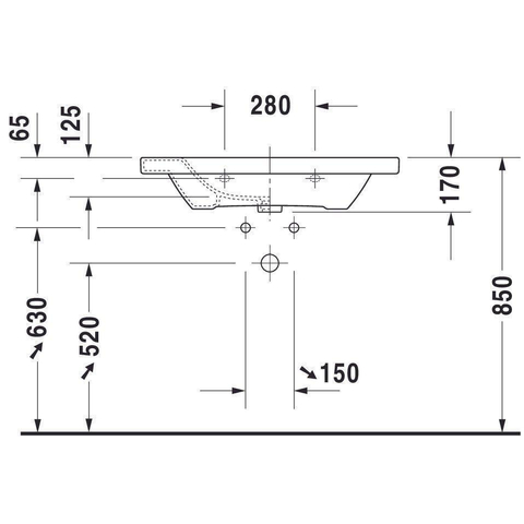 Duravit Durastyle Meubelwastafel - 80x48cm - met 1 kraangat - met overloop - wit SW54145