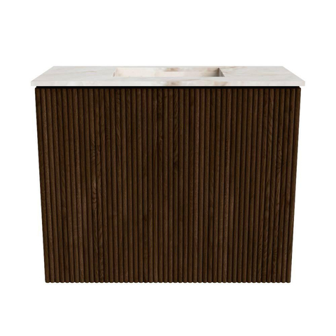 Mondiaz JOYA-DLUX 50cm toiletmeubel - kleur Walnut - Wastafel FAYE positie Midden Zonder kraangat kleur Frappe. SW1422266