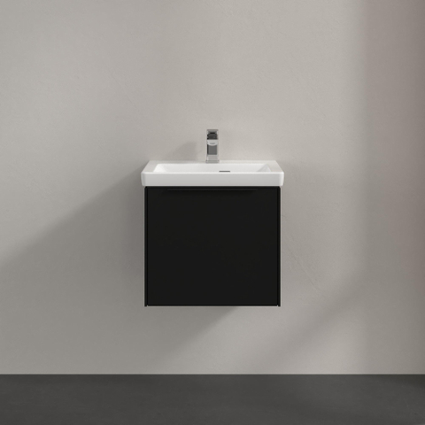 Villeroy & Boch Subway 3.0 wastafelonderkast - 50x40x40cm - met greep - 1 - softclose lade - 1 sifonuitsparing - spaanplaat - Volcano Black (zwart) SW730483