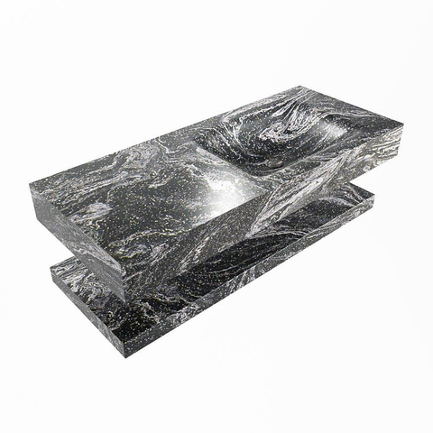MONDIAZ ALAN - DLUX Badkamermeubelset - 110cm - planchet met vrijhangende wastafel - wasbak rechts - 0 kraangaten - Lava SW809216