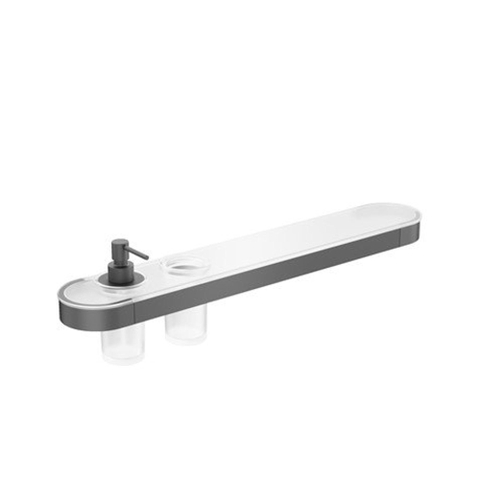 Crosswater Velo Planchet - 60cm - zeepdispenser - bekerhouder - slate gunmetal (antraciet) SW1176304