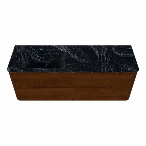 Mondiaz CIRO-DLUX Badkamermeubelset - 140x45x50cm - Solid surface wastafel Lava - 1 wasbak Links - zonder kraangaten - 4 lades - Ruby SW1531579