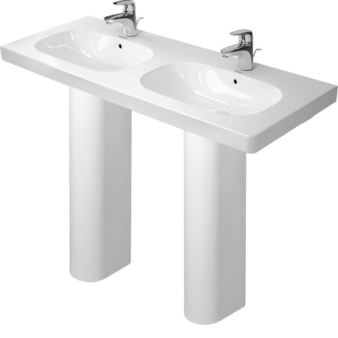 Duravit D-code Dubbele wastafel - 120x49cm - met 2 kraangaten - met overloop - wit GA89091