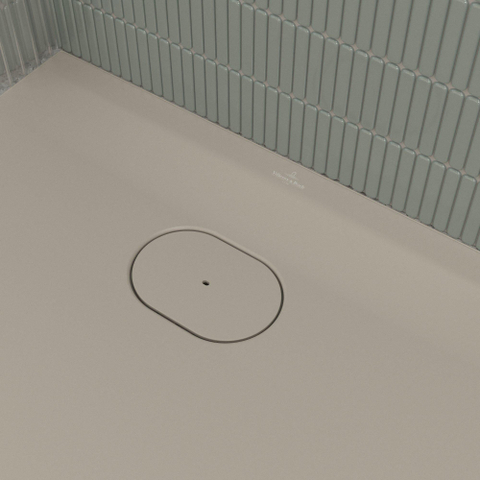 Villeroy & Boch Ecora douchebak - 140x80x3.5cm - afvoer korte zijde - almond (beige) SW1558941