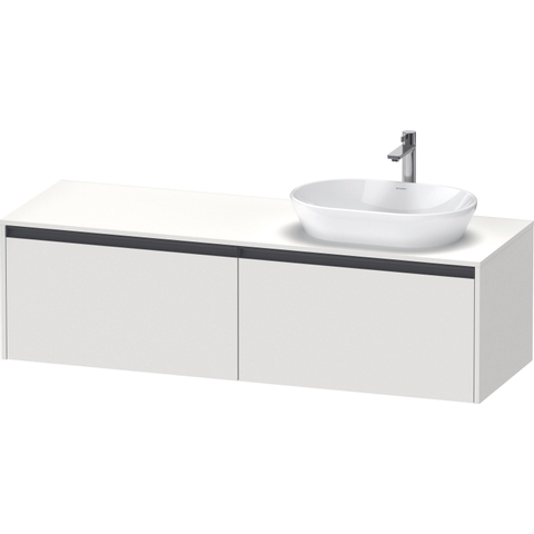 Duravit Ketho.2 Wastafelonderbouwkast - inclusief consoleplaat - met 2 laden - voor waskom rechts - 160x55x45.9cm - met handgrepen antraciet - wit mat SW772880