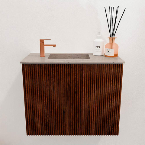 Mondiaz JOYA-DLUX Meuble de toilette 50cm - couleur Ruby - Vasque FAYE position Gauche 1 trou de robinet couleur Saba SW1425575