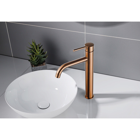 Fortifura Calvi Wastafelkraan - 33.9cm - verhoogd - opbouw - PVD - geborsteld koper SW970032