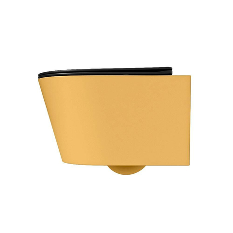 Mondiaz LAVIE WC suspendu – sans bride – 36 x 53 cm – avec abattant softclose – Ocher (jaune), abattant Urban (noir) SW1208745