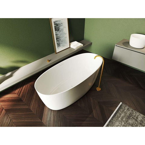 Riho Oval baignoire autoportante - 175x80cm - solid surface - incl. siège - incl. coussin dappui-tête - blanc mat SW1437510