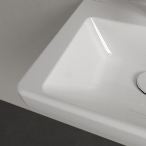 Villeroy & Boch Subway 3.0 fontein - 45x37cm - met kraangat - met overloop - White Alpine (glans wit) SW654433