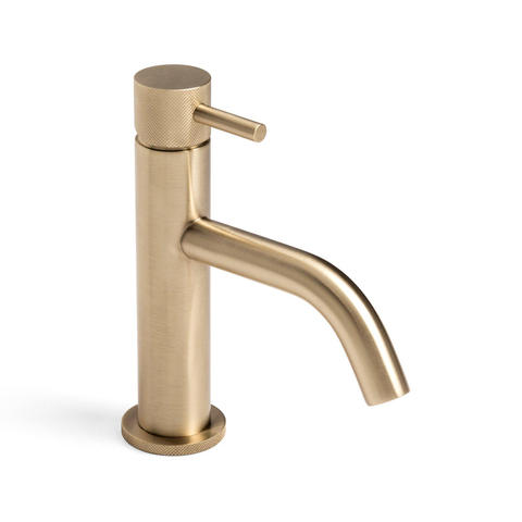 Crosswater MPRO Wastafelkraan - met geribbeld design - zonder waste - geborsteld messing (goud) SW209239