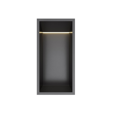 Hotbath &MORE Inbouwbox of inbouwnis - 30x15x10 - met LED - IP44 - PVD - geborsteld zwart SW1246529