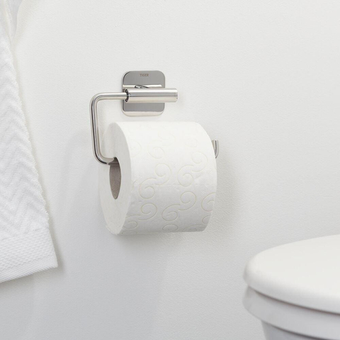 Tiger Colar Toiletrolhouder - zonder klep - zelfklevend - gepolijst RVS SW106825