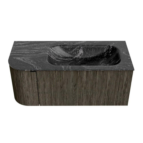 Mondiaz KURVE-DLUX Badkamermeubelset - 105x46x40cm - 1 lade - 1 deur - wastafel solid surface - rechts - zonder kraangat - Shadow SW1414642