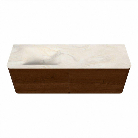 Mondiaz CIRO-DLUX Badkamermeubelset - 150x45x50cm - Solid surface wastafel Ostra - 1 wasbak Links - 1 kraangat - 4 lades - Ruby SW1531855