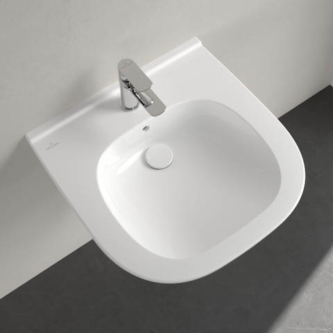 Villeroy & Boch Vicare O.novo Vita wastafel Vita - met 1 kraangat - met overloop - 55x55cm CeramicPlus - White Alpine (glans wit) 1025054