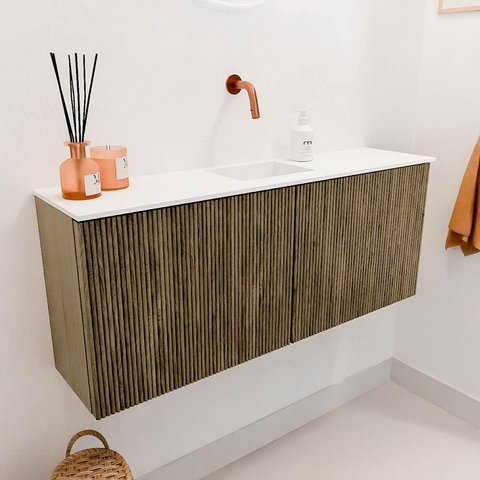Mondiaz JOYA 100cm meuble de toilette - couleur Dusk - Vasque FAYE position Milieu Sans trou de robinet couleur Talc. SW1421581