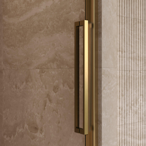 BRAUER Galactic Porte de niche - 160x200 - 2 parties coulissantes - verre clair - réversible - incl. revêtement en verre - or brossé PVD SW1580962