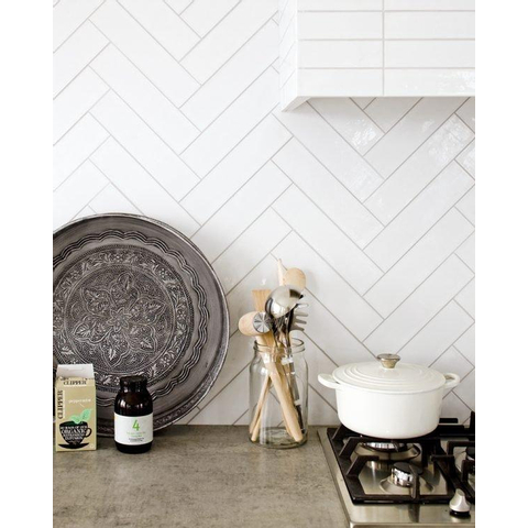 Vtwonen Mediterranea Carreau mural 13x40cm 9mm éclat blanc Nieve SW367115