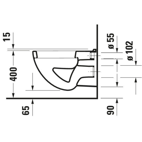 Duravit D-code wandcloset 54cm met spoelrand vlakspoel wit 0315124