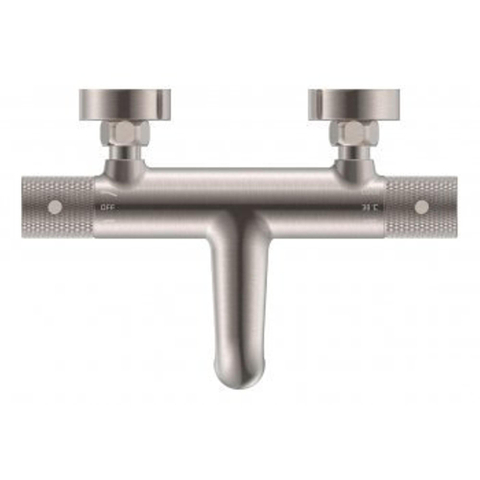 Wiesbaden Ribbd Thermostatische badmengkraan hartafstand 15cm - PVD - geborsteld staal (RVS) SHOWROOMMODEL SHOW27019
