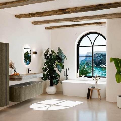 MONDIAZ THOR-DLUX 150cm badmeubel ronding links + rechts kleur Shadow met 1 lade en 2 deuren. Vrijhangende wastafel CLOUD Rechts 1 kraangat kleur Sombra. SW1464934