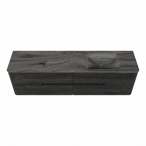 Mondiaz CIRO-DLUX Ensemble de meubles de salle de bains - 180x45x50cm - Plan vasque en solid surface Sombra - 1 vasque à droite - sans trous de robinet - 4 tiroirs - Shadow SW1532800