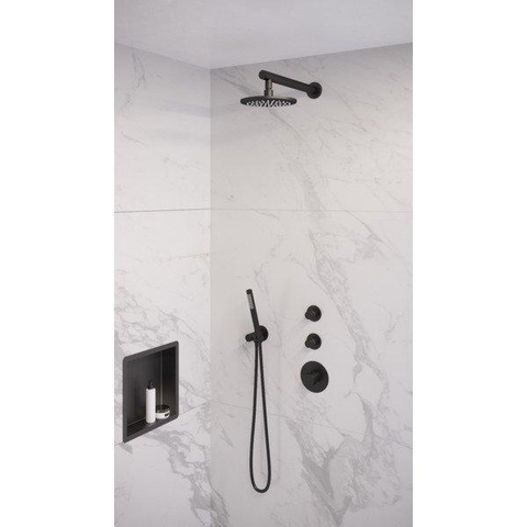 BRAUER Black Edition inbouw regendoucheset – Ø20 cm hoofddouche – 40 cm rechte wandarm – staafhanddouche – vaste douchehouder SW486502
