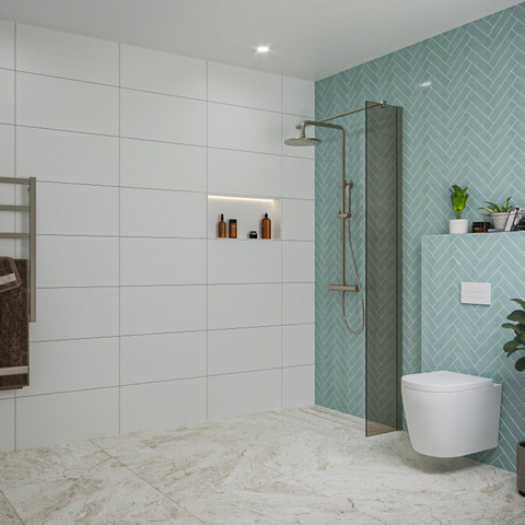 Fortifura Galeria Douche à l'italienne - 30x200cm - verre fumé - Gunmetal brossé SW876920