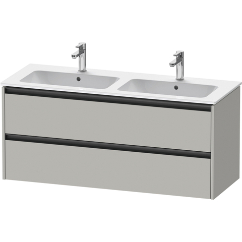 Duravit Ketho.2 Wastafelonderbouwkast - met 2 laden - voor dubbele wastafel - 128x48x55cm - met grepen antraciet - betongrijs mat SW771986