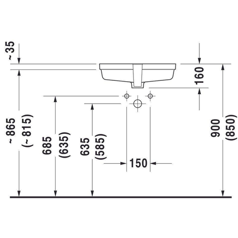 Duravit Vero Inbouwwastafel - 48.5x31.5cm - voor onderbouw - met overloop - zonder kraangat - glans wit 0291361