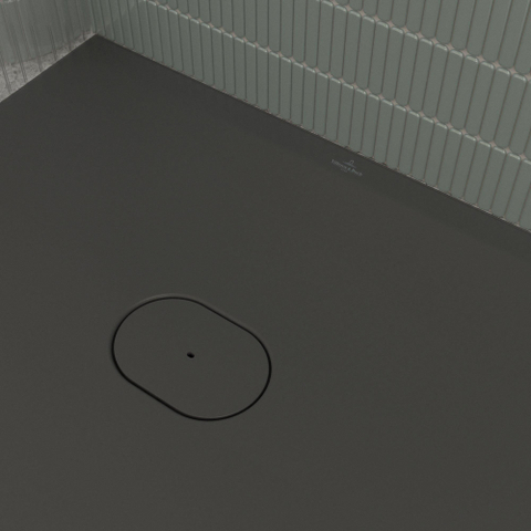 Villeroy & Boch Ecora douchebak - 160x90x4.5cm - afvoer korte zijde - anthracite (antraciet) SW1559008