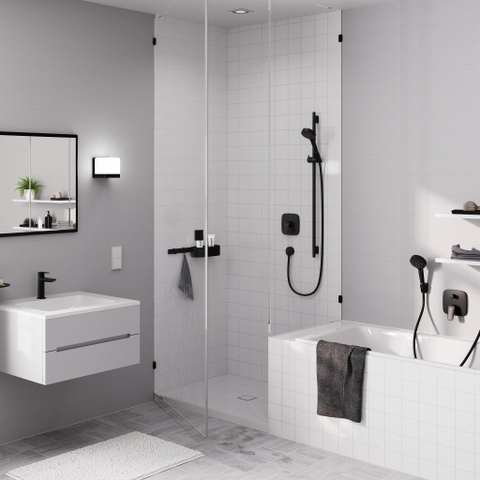 Hansgrohe RainDrain Spot Plus - 15x15cm - hoogte verstelbaar - betegelbaar frame - brushed stainless steel SW1590446
